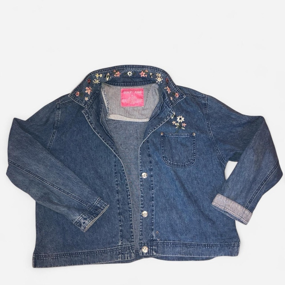 Denim Jacket with Floral Embroidery